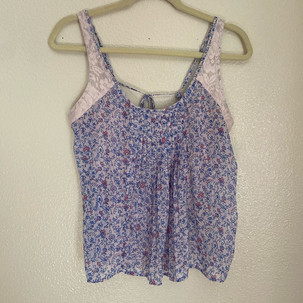 Abercrombie floral and lace purple tank top large